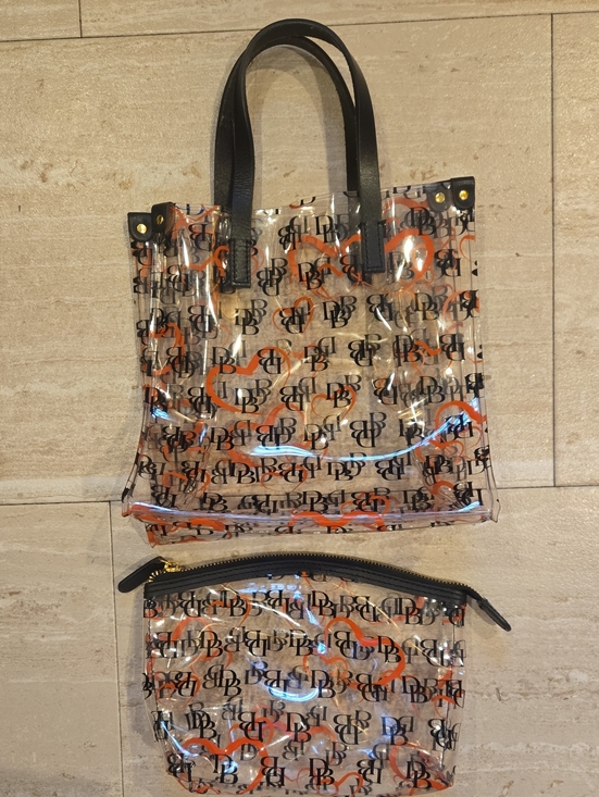 Dooney & Bourke Handbags - Dooney & Bourke Clear Vinyl Signature/Heart Mini Tote with Zipper Pouch